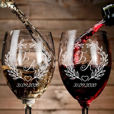 Бокалы для вина с гравировкой - Влюбленная пара